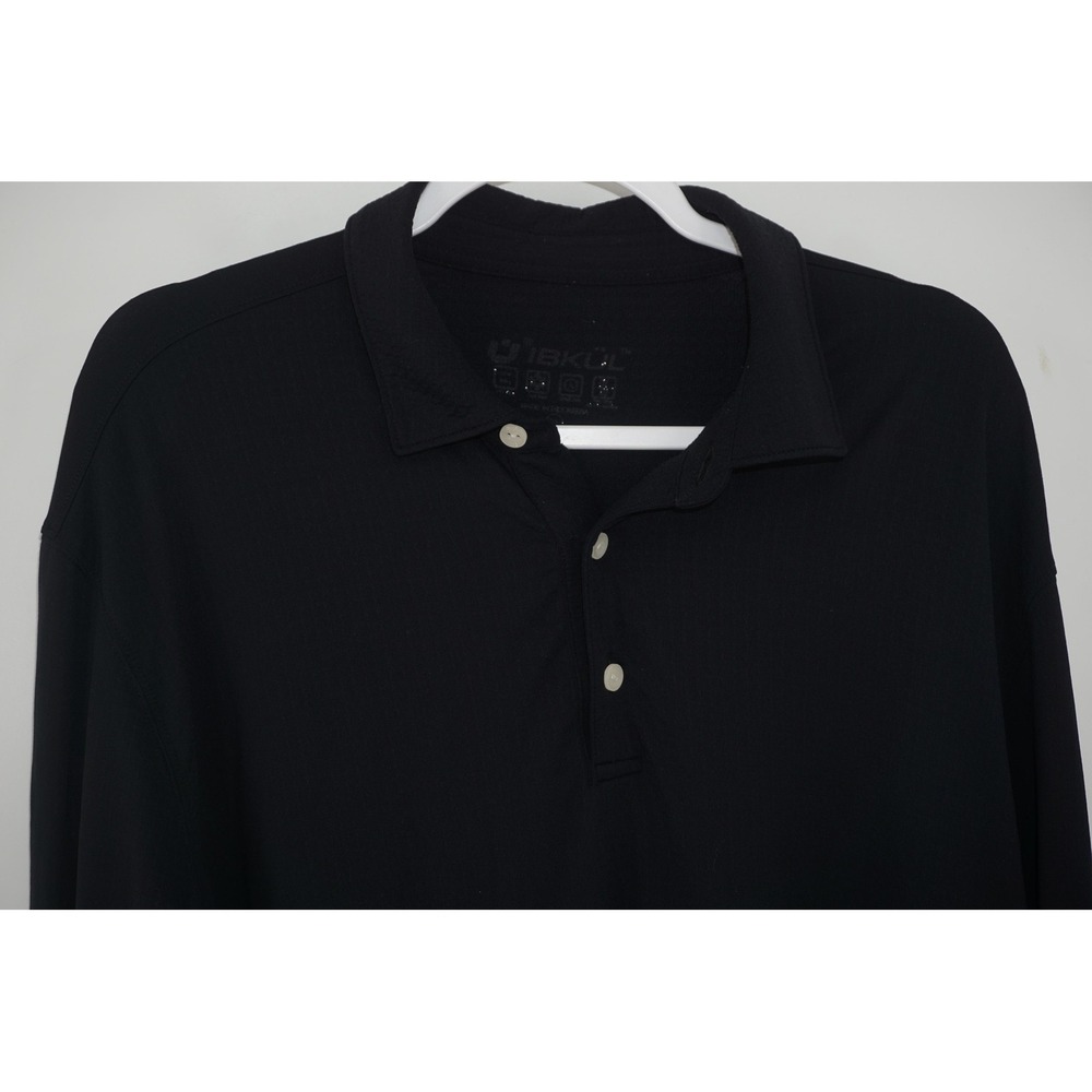 IBKUL Polo Shirt Black Long Sleeve UV Protection Golf Performance Men's XL